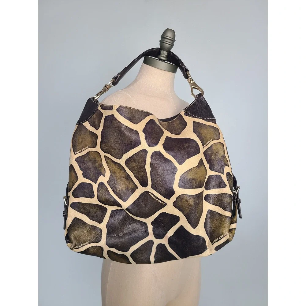 Dooney & Bourke Giraffe Print Leather Hobo Shoulder Purse Wallet Set Y2K - Picture 4 of 11